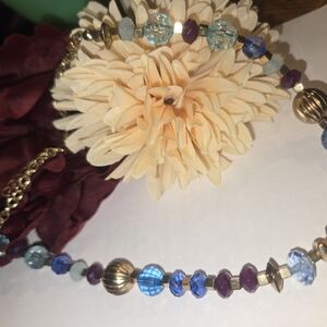 Multicolor Beaded Women's Necklace with Gold Accents